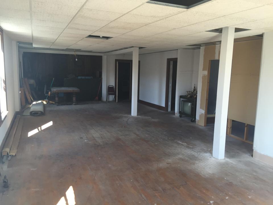 Part of the interior of the building at 125 S. Evans St. in Tecumseh, which is owned by attorney and Lenawee County Commission Chairman David Stimpson, is pictured in August 2016 before Stimpson rehabilitated the building.