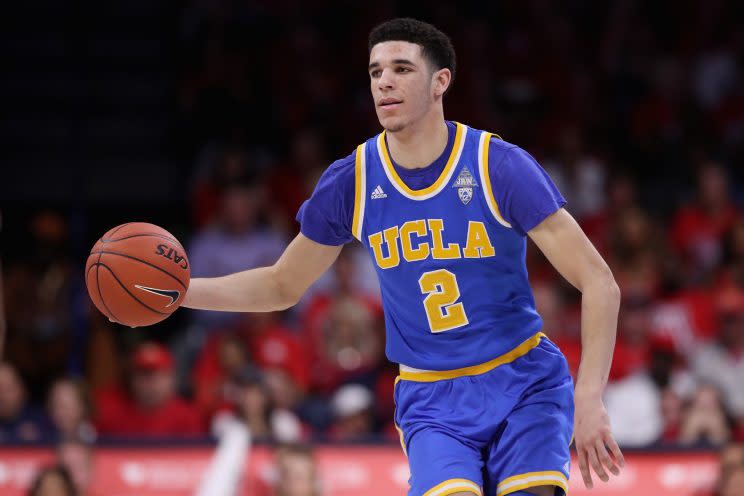 UCLA PG Lonzo Ball can make noise for both his team and his future this month. (Getty)