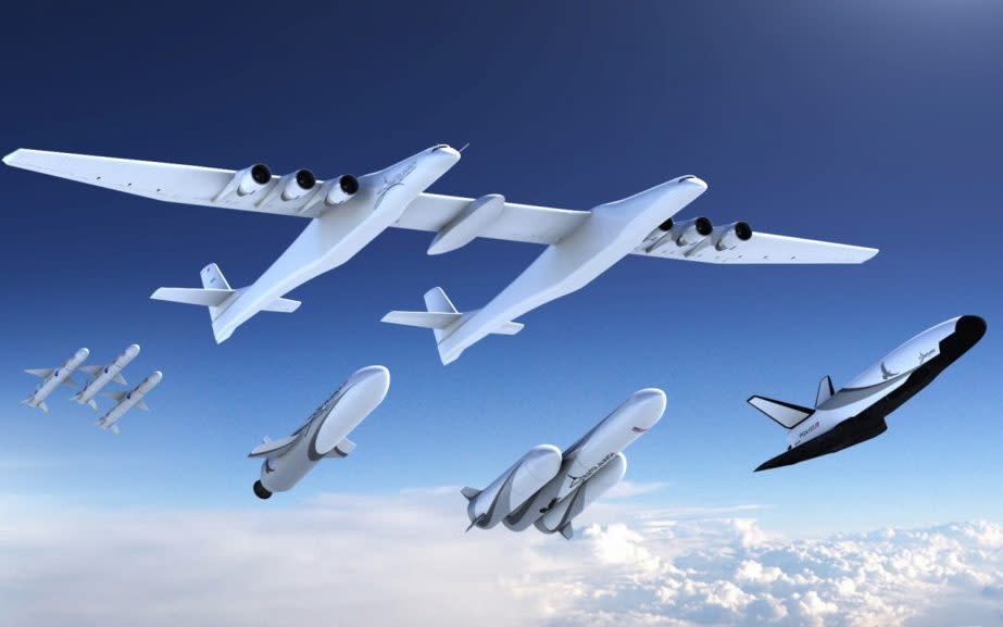 Named the Stratolaunch, the aircraft has a wingspan of 384ft, making it longer than a football field