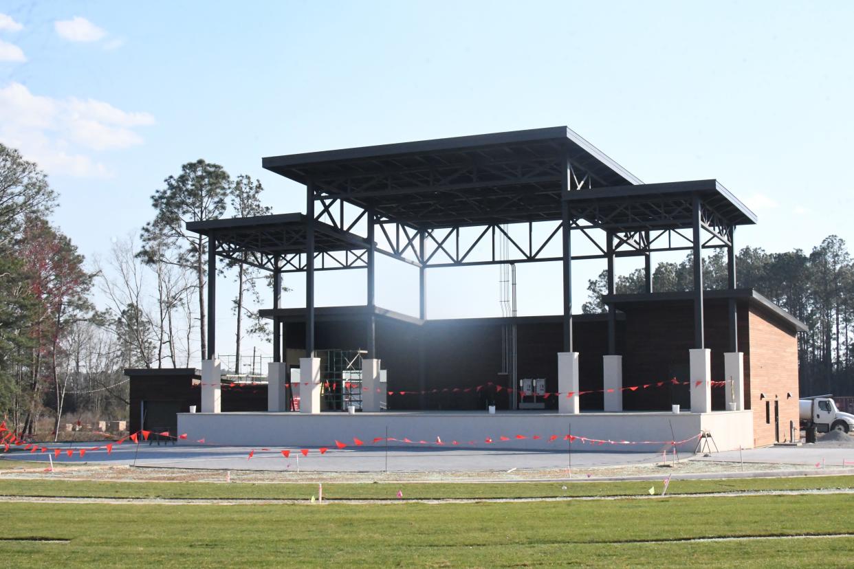 The Sound in Gautier, Miss., is an 8,000-seat amphitheater that is slated to open in April. The venue is part of a multipurpose complex that developed out of the defunct Singing River Mall, Friday, Feb. 23, 2024.