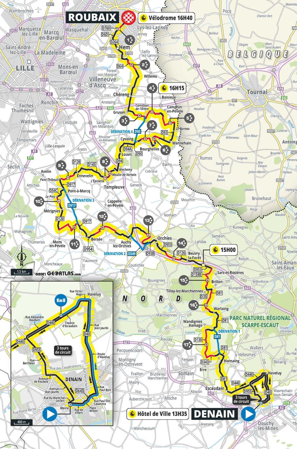 Paris-Roubaix women's race map - AMAURY SPORT ORGANISATION