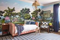 <p>It's not surprise that children love places where their imaginations can run wild. Here, interior designer <a href="https://www.housebeautiful.com/room-decorating/a29342573/whole-home-2019-kids-rooms/" rel="nofollow noopener" target="_blank" data-ylk="slk:Amy Berry;elm:context_link;itc:0;sec:content-canvas" class="link ">Amy Berry</a> wrapped this room in a mural of the Virginia countryside. "I thought of it as: How will they remember this when they grow up?" she says. Plus, it'll outlast those earlier crib-dwelling days and even look cool for a teenager. </p>