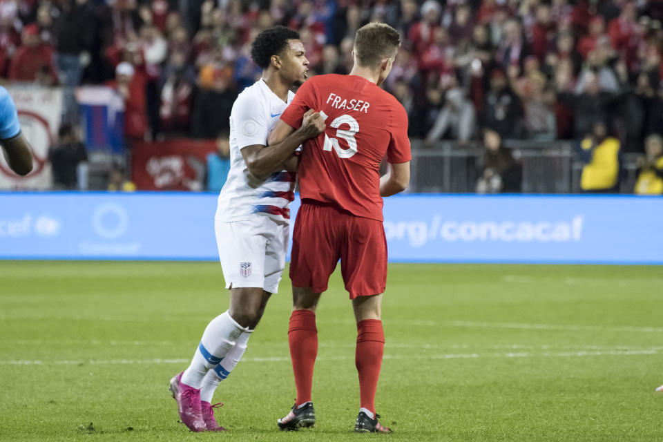 Weston McKennie (left) had another frustrating night for the U.S. in last week's 2-0 loss in Canada. (Angel Marchini/Getty)