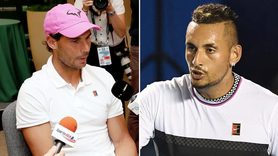 Rafael Nadal has fired back at the frenzy surrounding his criticism of Nick Kyrgios. Pic: Getty