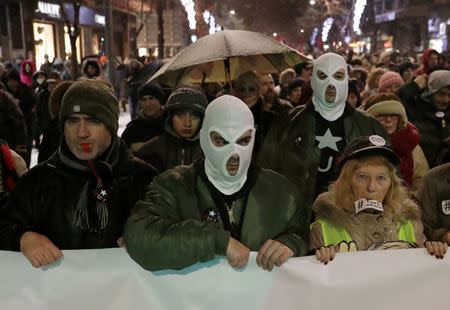 People attend an anti-government protest in Belgrade, Serbia, January 5, 2019. REUTERS/Marko Djurica