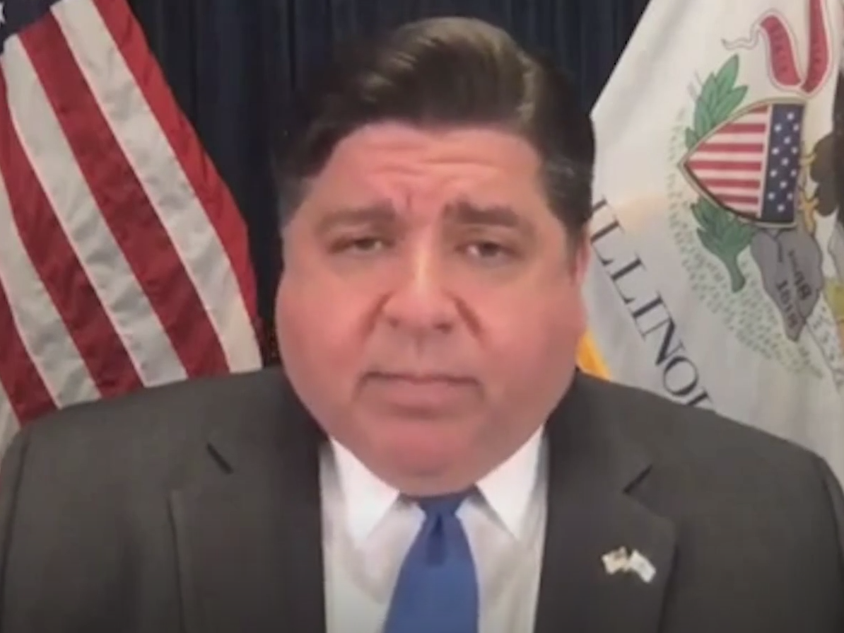 JB Pritzker speaking during virtual congressional hearing about the national Covid-19 response on Wednesday: (WGN News - YouTube)