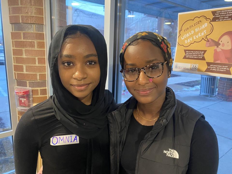 Rayan Saad, 15, and Omnia Ali, 15, are members of the Mariam Girls' Club, a local group with a mission to connect, unite and empower young Muslim women.