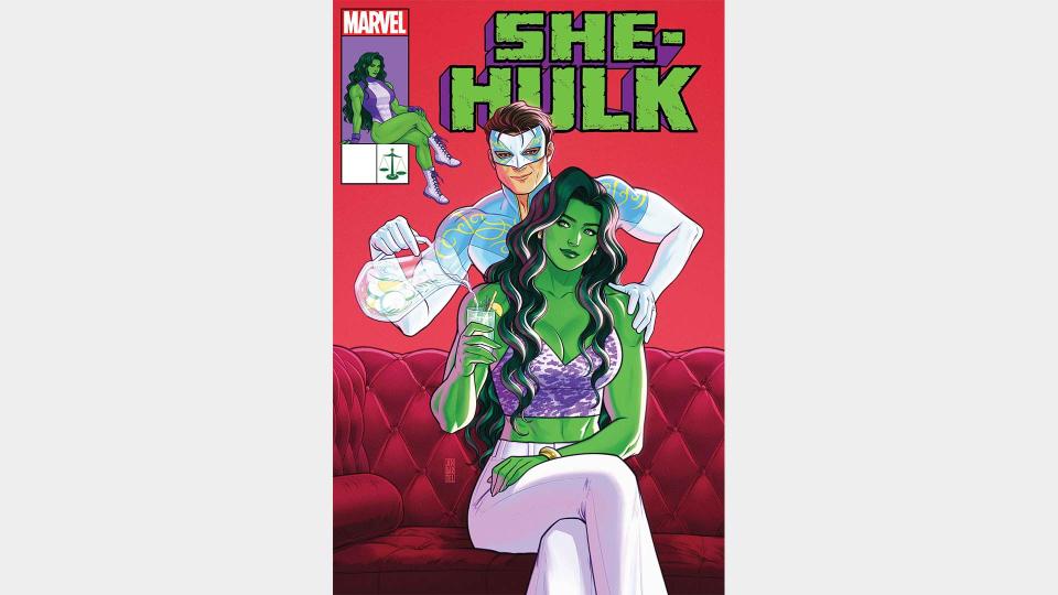 She-Hulk holding a drink