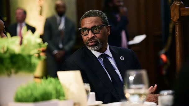 PHOTO: Derrick Johnson, President and CEO of the NAACP attends the PGA Works Beyond The Green at Union League, April 30, 2022, in Philadelphia. (Lisa Lake/Getty Images)