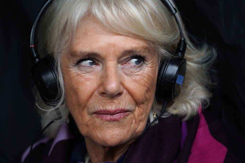 The Duchess of Cornwall watches a scene being filmed during her visit to the set of ITV’s adaptation of The Roy Grace (Gareth Fuller/PA) (PA Wire)