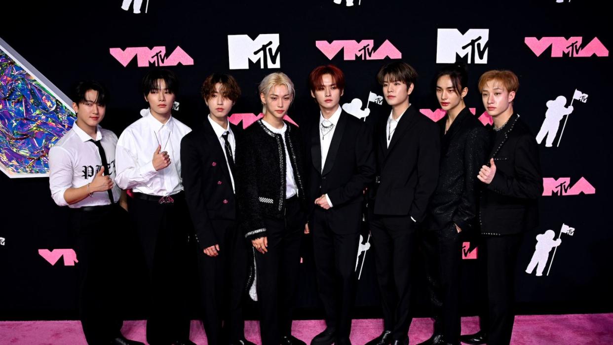 stray kids attending the mtv video music awards 2023 held at the prudential center in newark, new jersey