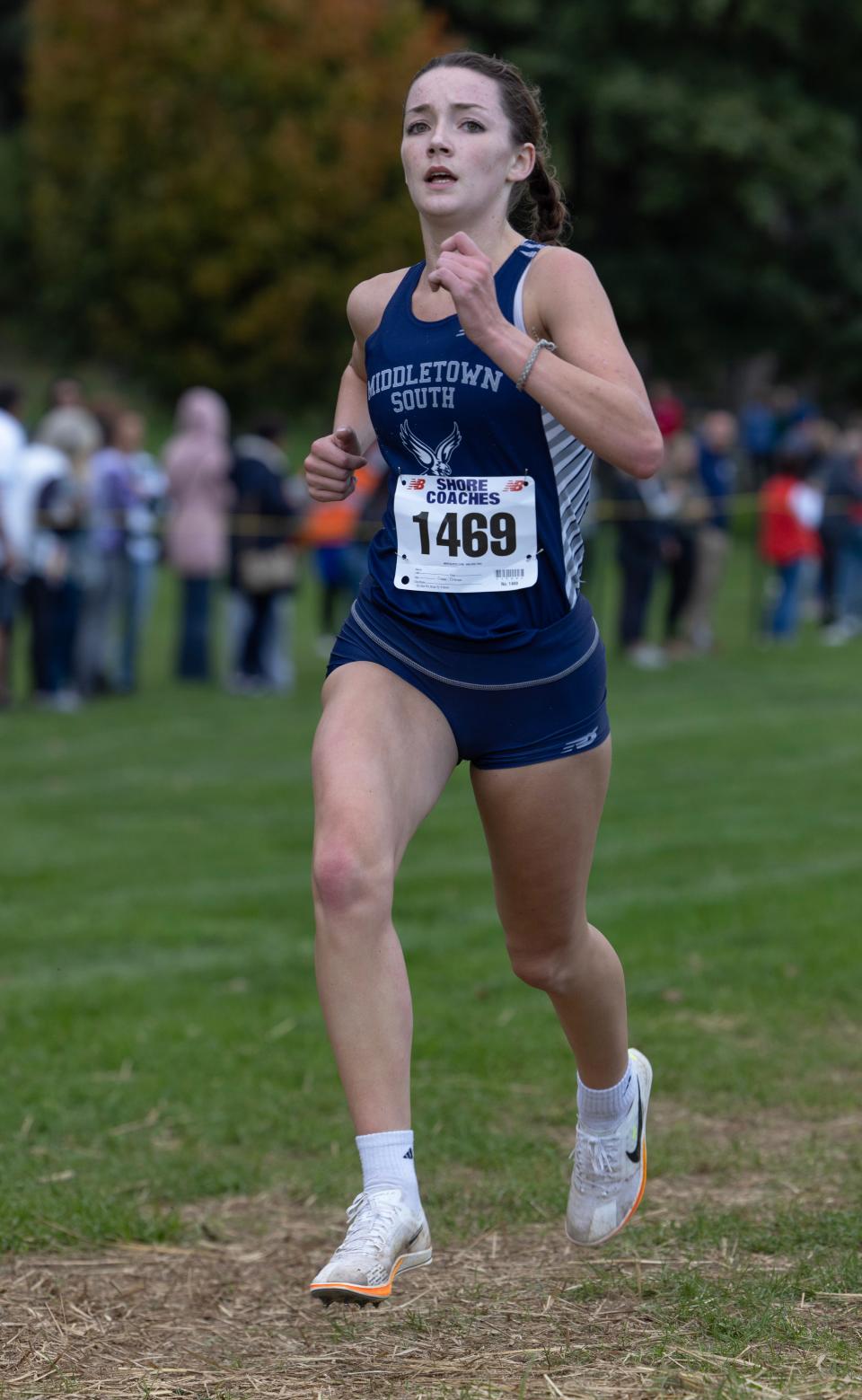 Rosemary Shay of Middletown South took second in the Grisl Varsity Race at the Monmouth County Cross Country Championships at Holmdel Park in Holmdel, NJ on October 10, 2023.