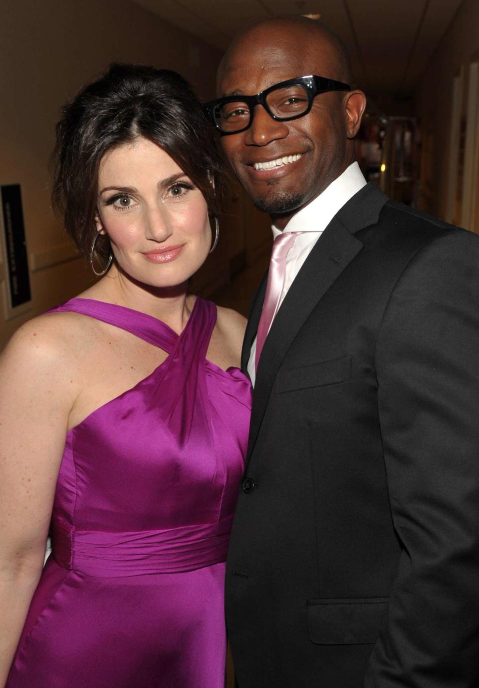 Idina Menzel and Taye Diggs attend the 20th Anniversary Alzheimer's Association "A Night at Sardi's" at The Beverly Hilton Hotel on March 21, 2012 in Beverly Hills, California