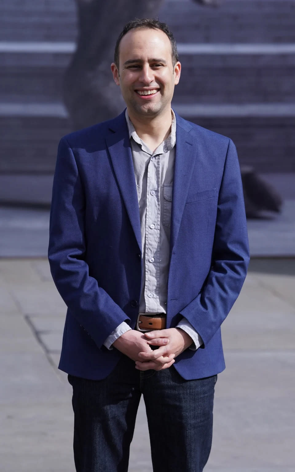 Steve Brusatte bei einem Fotocall für „Jurassic World: Ein neues Zeitalter“. (Ian West/PA Images via Getty Images)