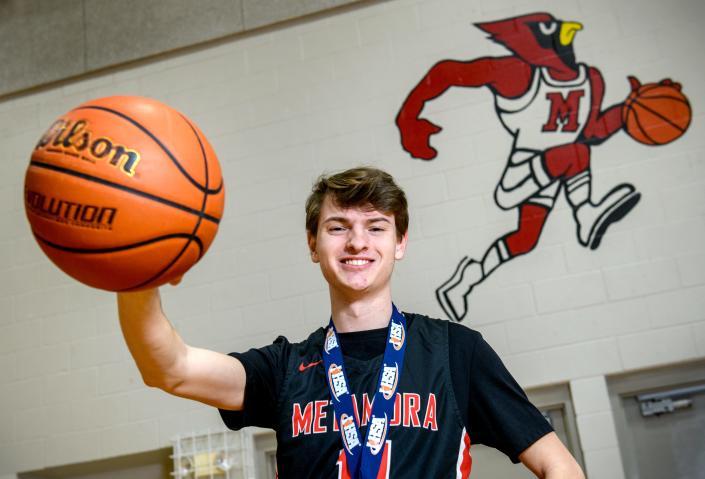 Metamora's 6-foot-3 guard Zack Schroeder was the Redbirds' only senior and helped lead the team to a Mid-Illini Conference title and an unprecedented run to a runner-up finish in the Class 3A state tournament. He is the 2022 Journal Star Boys Basketball Player of the Year.