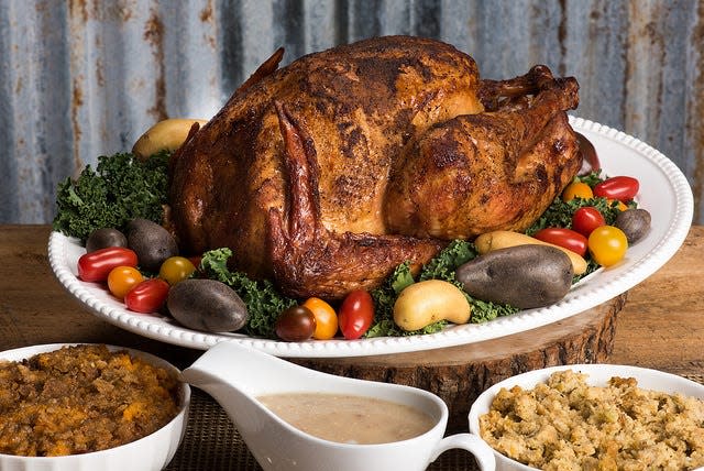 Corky's offers whole-meal Thanksgiving "feasts" that include its signature smoked turkeys, two sides and gravy. You can also order a la carte.