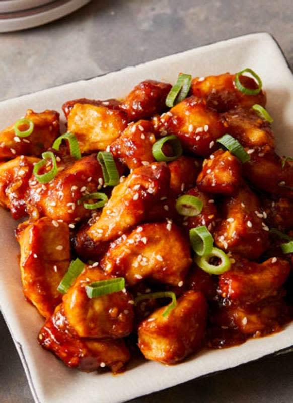 <p>Easy General Tso’s chicken made quickly and easily in the air fryer. Such a delicious dinner recipe that’s better than takeout.</p><p><strong>Get the recipe: <a href="https://www.kleinworthco.com/easy-general-tsos-chicken/" rel="nofollow noopener" target="_blank" data-ylk="slk:Easy General Tso's Chicken;elm:context_link;itc:0;sec:content-canvas" class="link rapid-noclick-resp">Easy General Tso's Chicken</a></strong></p>