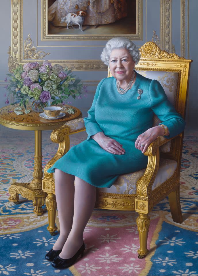 Queen Elizabeth II's latest royal portrait was unveiled over Zoom. Photo: Getty Images.