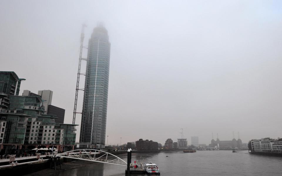 St George Wharf Tower in Vauxhall after a helicopter crashed into it in 2017 - Getty