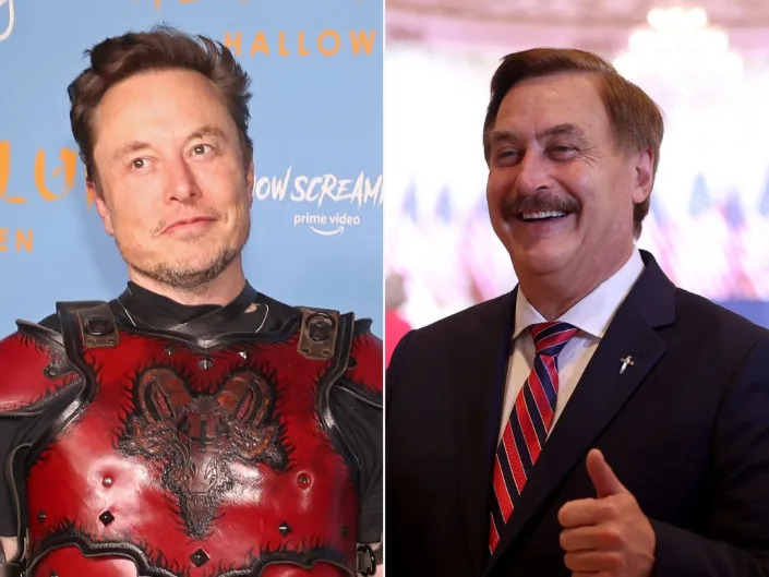 A composite image of Elon Musk and Mike Lindell