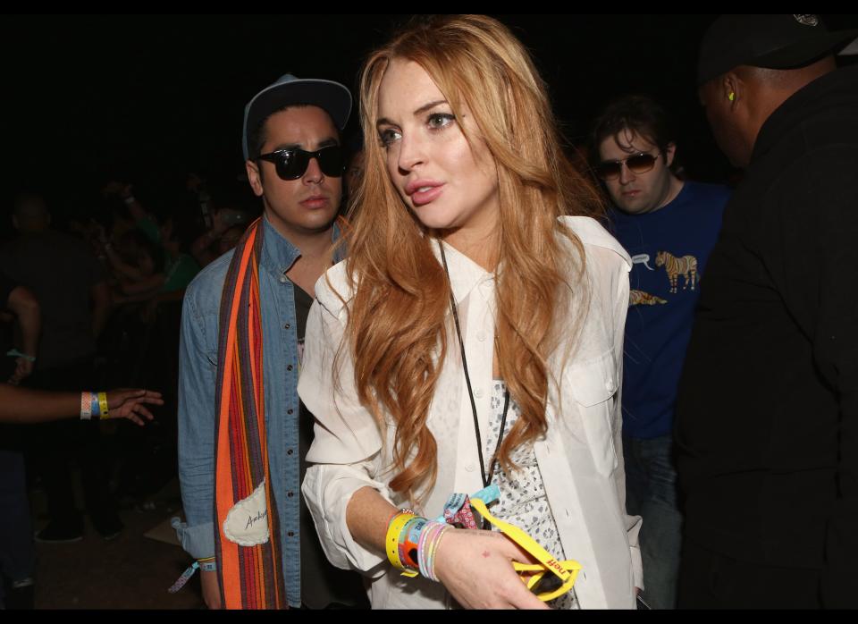 Actress Lindsay Lohan attends day 3 of the 2012 Coachella Valley Music & Arts Festival at the Empire Polo Field on April 15, 2012 in Indio, California.  (Photo by Christopher Polk/Getty Images for Coachella)