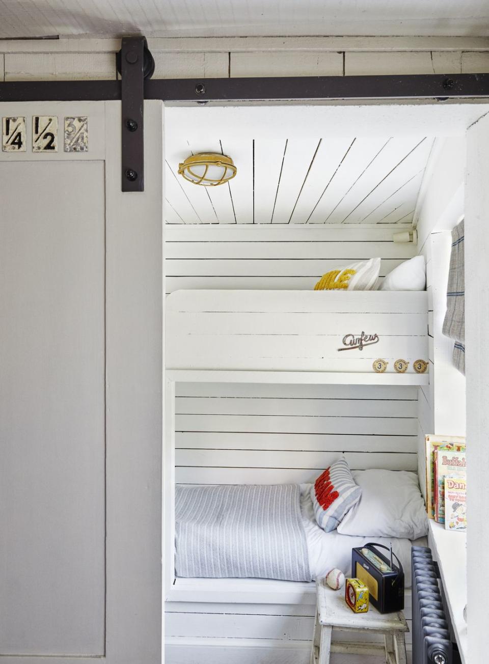 white bunk beds