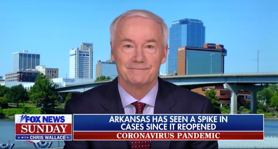 Asa Hutchinson said people staying at home is &ldquo;contrary to the American spirit." (Photo: Fox News)