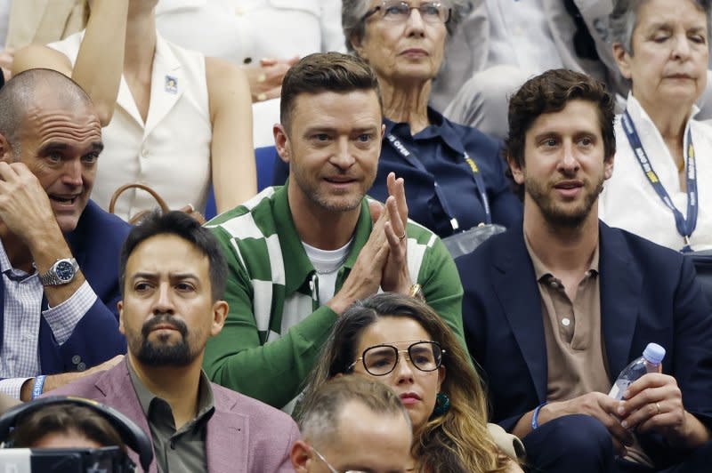 Justin Timberlake attends the U.S. Open tennis championships on Sept. 10. File Photo by John Angelillo/UPI