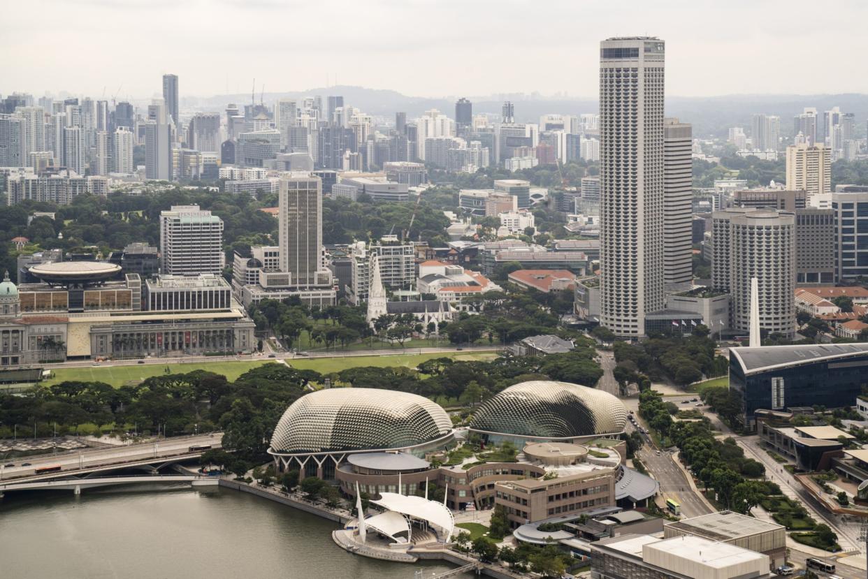 the skyline of the city in Singapore, on Monday, May 16, 2022. Photographer: Ore Huiying/Bloomberg