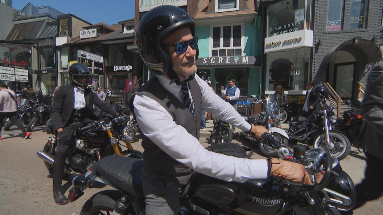Over 500 motorcyclists participated in Toronto's 13th annual Dapper Gentleman's Ride on Sunday, raising money for prostate cancer and men's mental health.  (Spencer Gallichan-Lowe/CBC News - image credit)