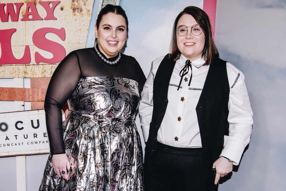 <p>Nina Westervelt/Variety via Getty Images</p> Beanie Feldstein and wife Bonnie-Chance Roberts at the New York premiere of 