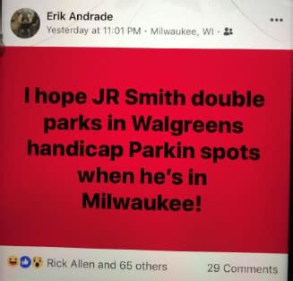 Milwaukee police officer Erik Andrade’s Facebook post during Game 1 of the 2018 NBA Finals. (Image via Scribd)