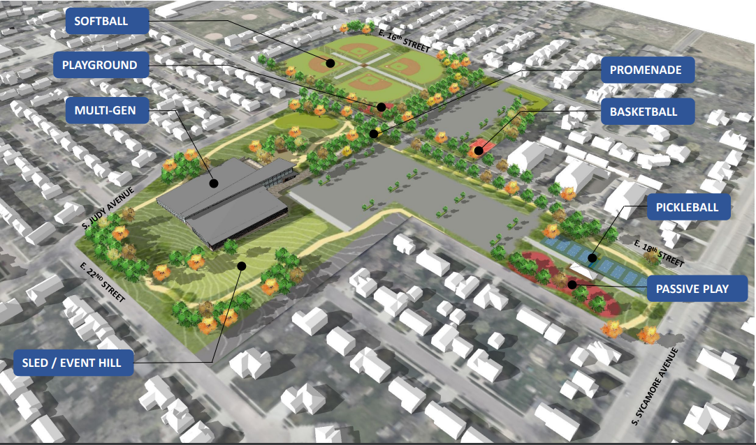 A rendering of a proposal for the future of Frank Olson Park