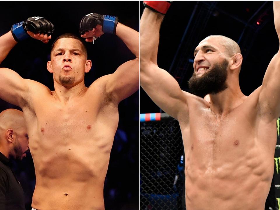 Nate Diaz (left) and Khamzat Chimaev have agreed to a welterweight clash (Getty)