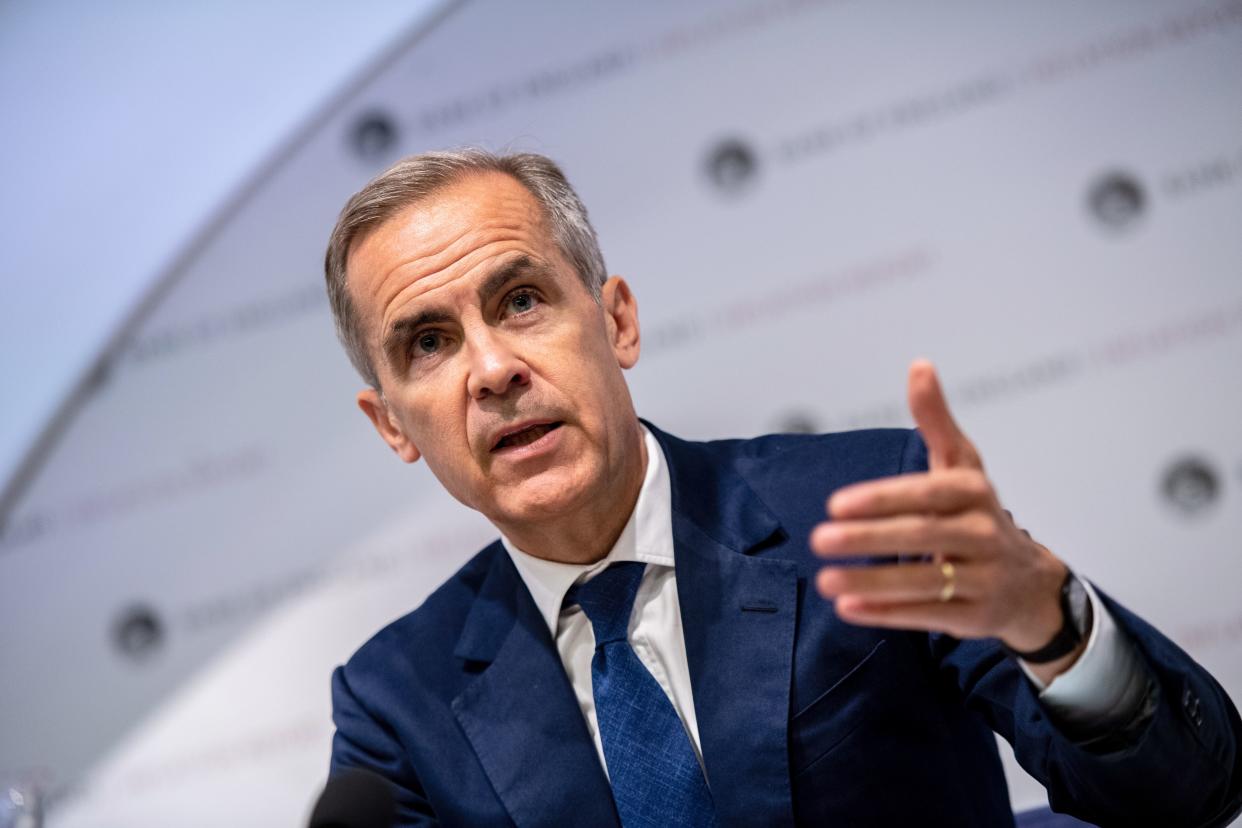 Mark Carney, governor of the Bank of England (BOE), speaks at the bank's quarterly inflation report news conference in the City of London in London on Augst 1, 2019. - Bank of England governor Mark Carney warned on Thursday of the risks of leaving the European Union with no deal as the institution lowered its economic growth forecasts for 2019 and 2020. (Photo by Chris J Ratcliffe / POOL / AFP)        (Photo credit should read CHRIS J RATCLIFFE/AFP/Getty Images)