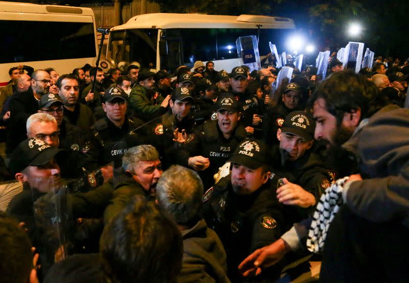 Pro-Palestinian protest near the Israeli Embassy in Ankara