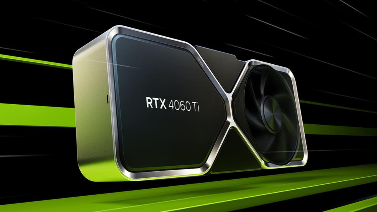  Nvidia RTX 4060 Ti Reveal image with Nvidia black and green 40 series background 