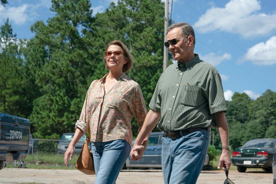 Annette Bening as Marge Selbee and Bryan Cranston as Jerry Selbee in "Jerry and Marge Go Large" streaming on Paramount+.