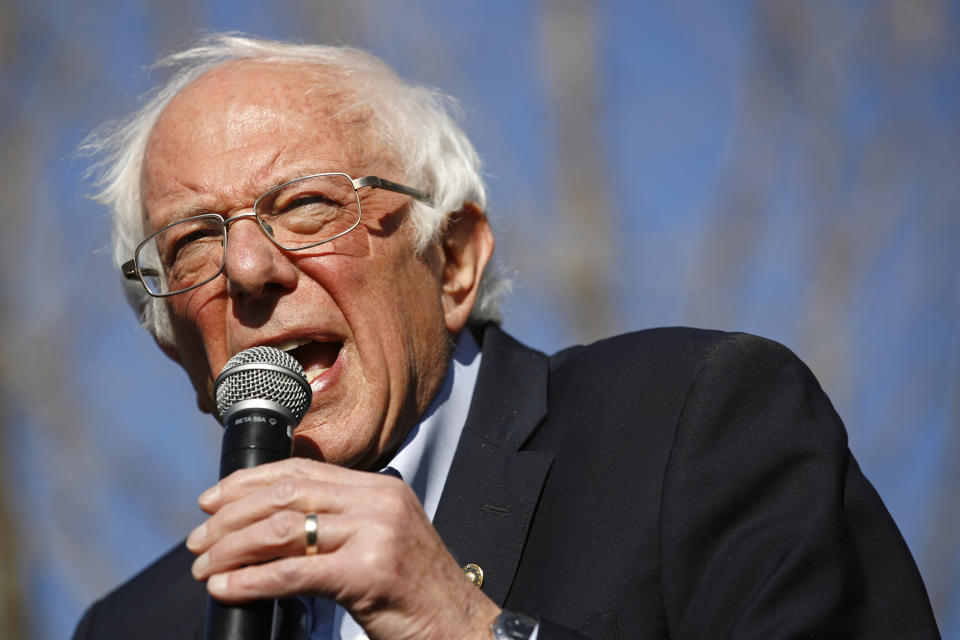 Democratic presidential candidate Sen. Bernie Sanders, I-Vt., speaks during a campaign event at the University of Nevada, Las Vegas, Tuesday, Feb. 18, 2020, in Las Vegas. (AP Photo/Patrick Semansky)