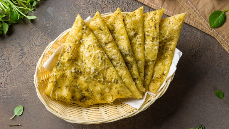 Focaccia bread with pesto