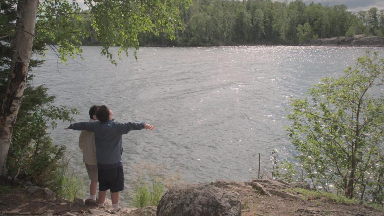 <span class="caption">'Stories Are In Our Bones' sees filmmaker Janine Windolph take her young sons fishing with their kokum, a residential school survivor who retains a deep knowledge and memory of the land.</span> <span class="attribution"><span class="source">(Stories Are In Our Bones/National Film Board)</span></span>