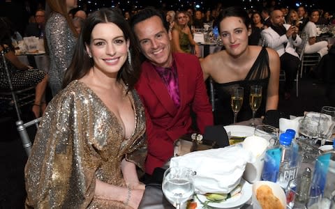 Anne Hathaway, Andrew Scott and Phoebe Waller-Bridge at the Critics' Choice Awards - Credit: getty