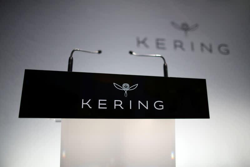 FILE PHOTO: The logo of Kering is seen during the company's 2015 annual results presentation in Paris