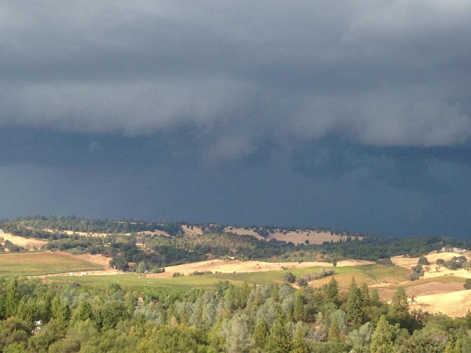 A storm brews over the foothills surrounding the Shenandoah Valley.