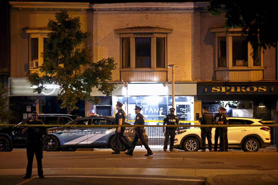 Toronto Police on the scene in Greektown. Source: Getty Images