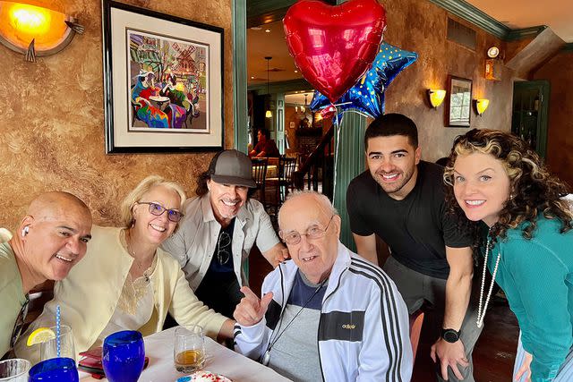 <p>Courtesy John Oates</p> (L-R) John Oates' brother-in-law Osiris, sister Diane Oates-Lopez, Oates, dad Al Oates, son Tanner Oates and Aimee Oates.