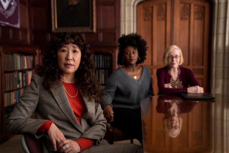 Sandra Oh, Nana Mensah and Holland Taylor in ‘The Chair’ (Netflix)
