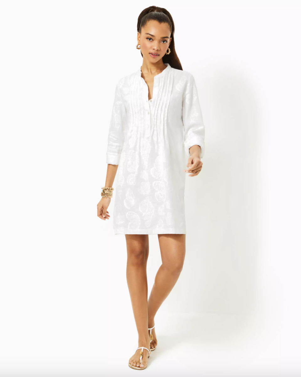 <p><a href="https://go.redirectingat.com?id=74968X1596630&url=https%3A%2F%2Fwww.lillypulitzer.com%2Frhoda-long-sleeve-linen-dress%2F016971.html&sref=https%3A%2F%2Fwww.townandcountrymag.com%2Fstyle%2Ffashion-trends%2Fg60659995%2Flilly-pulitzer-barefoot-in-paradise-collection%2F" rel="nofollow noopener" target="_blank" data-ylk="slk:Shop Now;elm:context_link;itc:0;sec:content-canvas" class="link ">Shop Now</a></p><p>Rhoda Long Sleeve Linen Dress</p><p>lillypulitzer.com</p><p>$198.00</p>