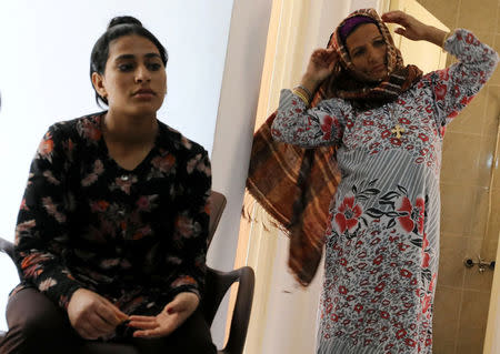 Members of the family of Karam Nassif, an Egyptian Christian, who fled their home in Arish, are pictured in a rented apartment on the edge of Suez Canal in Ismailia, Egypt, April 24, 2017. Picture taken April 24, 2017. REUTERS/Mohamed Abd El Ghany