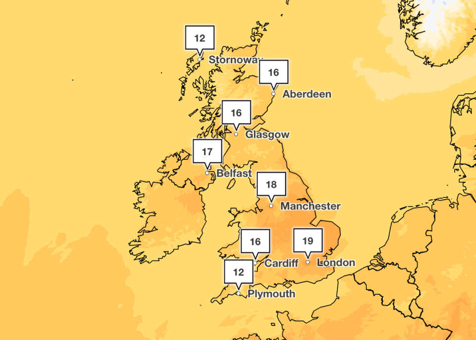 Temperatures are expected to peak on Thursday afternoon in parts of the South East, according to the Met Office (Met Office)